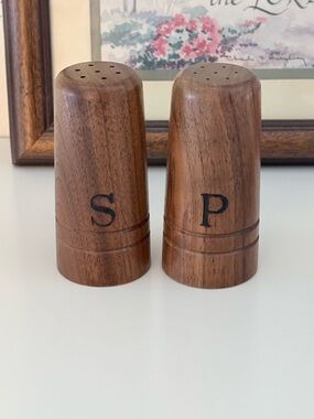 Wood Salt and Pepper Shakers - Monogram S & P